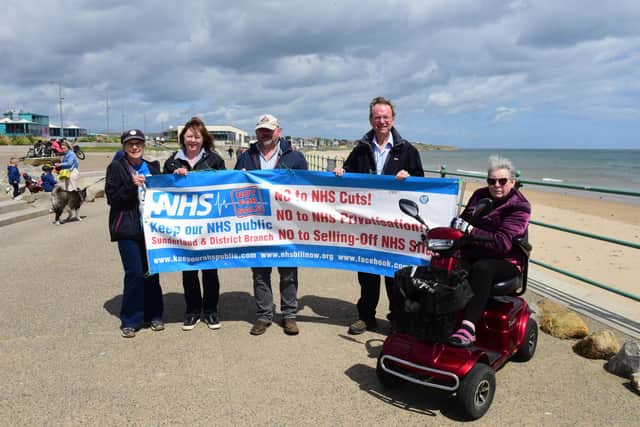 The Sunderland and District Keep Our NHS Public campaign group have been protesting about the increasing number of private companies in the NHS.