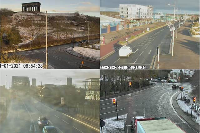 North East Traffic Cams have shown where in Sunderland it has and hasn't snowed.
