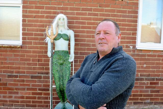 Seaham resident Paul Winfield wants to donate his sea glass mermaid sculpture to charity.