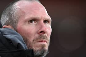 SUNDERLAND, ENGLAND - JANUARY 11: Lincoln manager Michael Appleton looks on during the Sky Bet League One match between Sunderland and Lincoln City at Stadium of Light on January 11, 2022 in Sunderland, England. (Photo by Stu Forster/Getty Images)