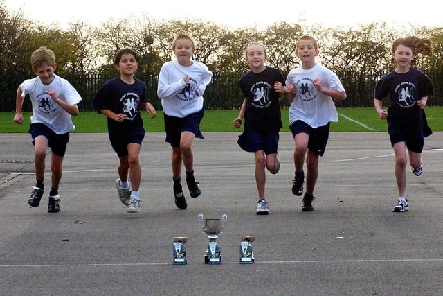 The school's successful cross country running team in 2003. Pictured are Lee Watson, Rebecca Boyle, James Hadwick, Danielle Gates and Lauren Ashton.