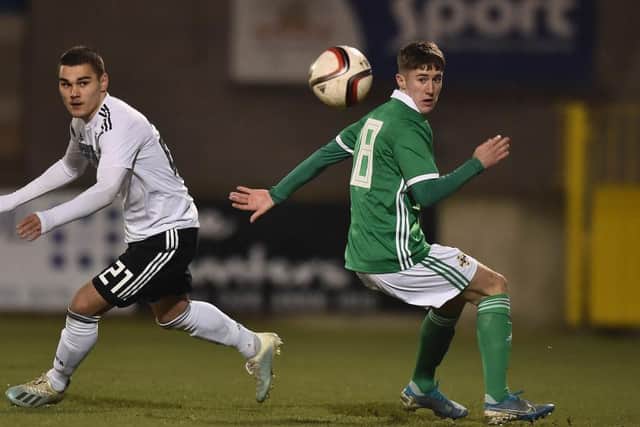 Sunderland's Trai Hume in action for Northern Ireland's Under-19's in 2019 (Photo by Charles McQuillan/Getty Images for DFB)