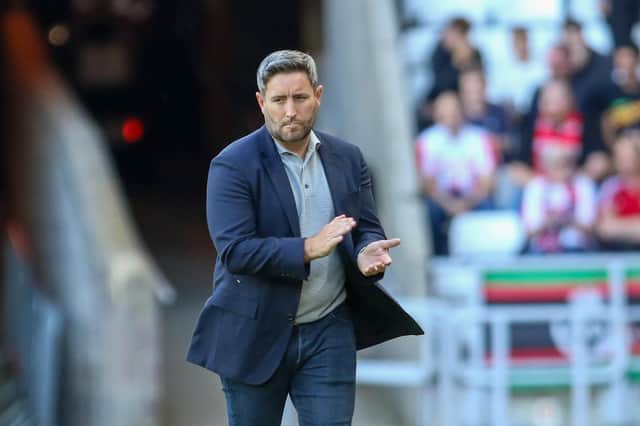 Lee Johnson during the match against Accrington Stanley.