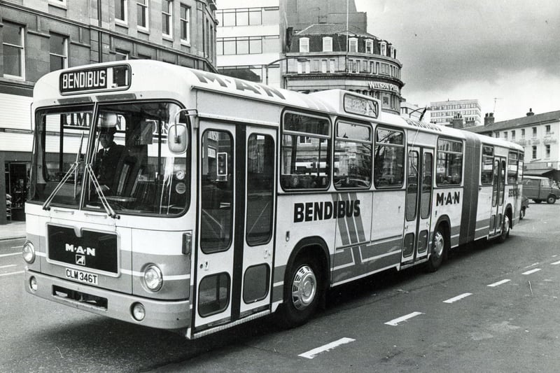 A Bendibus on Pinstone Street, Sheffield in 1981