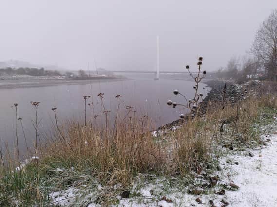 Snow starting to fall in Sunderland this morning.