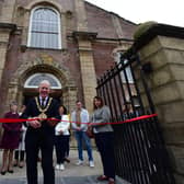 The Mayor of Sunderland, Cllr Harry Trueman, cuts the ribbon to open Seventeen Nineteen and it first Spring Fair.