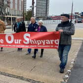 Campaigners from the Pallion Shipyard Partnership went ahead with a planned protest despite the evacuation of Sunderland's City Hall due to a "credible threat".