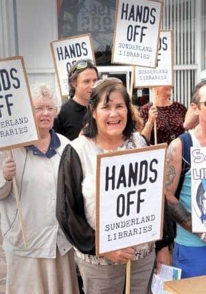 Sheila campaigning against the closure of libraries in 2013