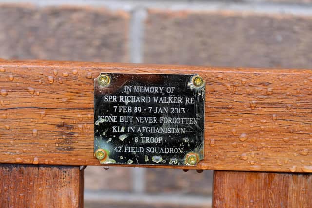 The plaque in Richie's honour on the Blackfell memorial bench. Sunderland Echo Image.