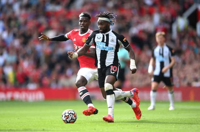 Newcastle United star Allan Saint-Maximin in action against Manchester United. (Photo by Laurence Griffiths/Getty Images)
