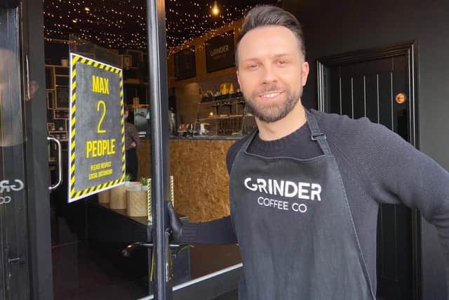 Michael Curtis of Grinder Coffee Co in Durham Road which has reopened after lockdown
