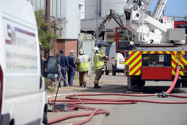 Fire crews at the scene of the Hendon Street factory unit fire.