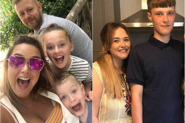 Clare with her partner Paul, and children Joshua (Right) Abigail and Harrison. Any extra money will goes towards a holiday for Clare and her family.