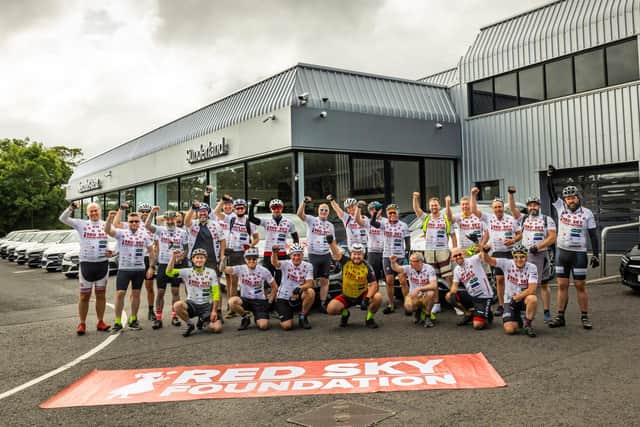 They made it. Red Sky riders drop into the Mercedes-Benz garage in Sunderland after completing their charity ride. Picture by Michael Oliver.