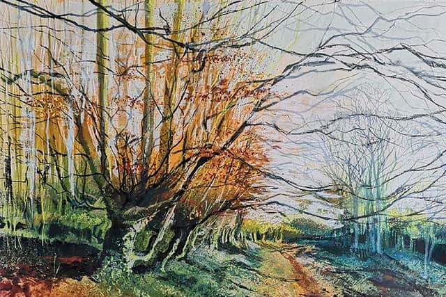 A painting by artist Jac Seery Howard of the felled hedgerow.