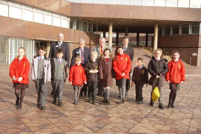 St Michael's RC School pupils were pictured with council officials as they celebrated their great backing for the Walk To School initiative in 2007.