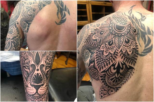 Client Kris Armstrong will finally have his sleeve finished after 10 years worth of work.