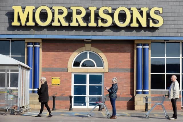 Shoppers practice social distancing at Morrisons in Seaburn