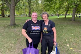 Mourners Anita Atkinson (right), from County Durham, and Mary Cartwright, former mayor of Peterlee, in London ahead of the Queen's funeral.