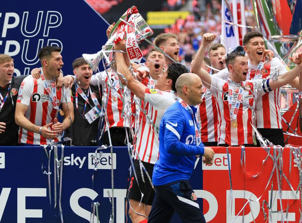 Sunderland celebrate promotion to the Championship