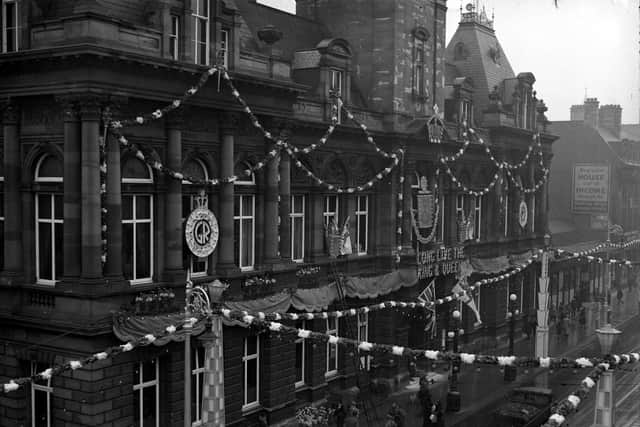 Sunderland Town Hall on George VI's coronation day, May 12, 1937. JPI.