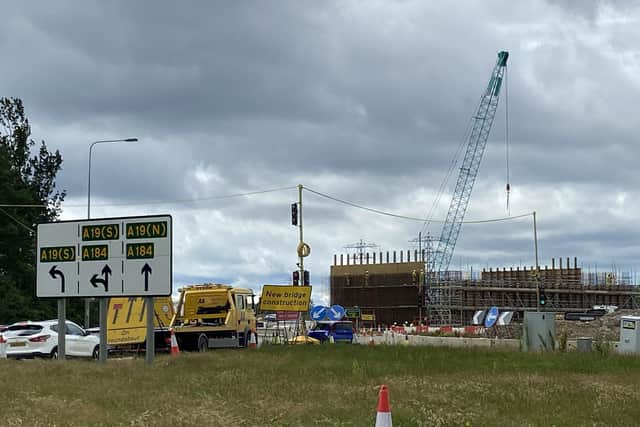 Bridge supports are being created at Testo's roundabout A19 as work goes on to construct a flyover.