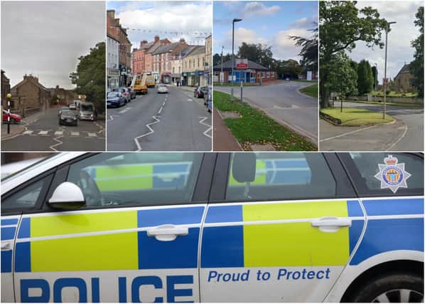 Some of the locations where most crime was reported across large areas of Northumberland, according to latest official figures.