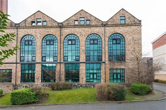 Front of building.