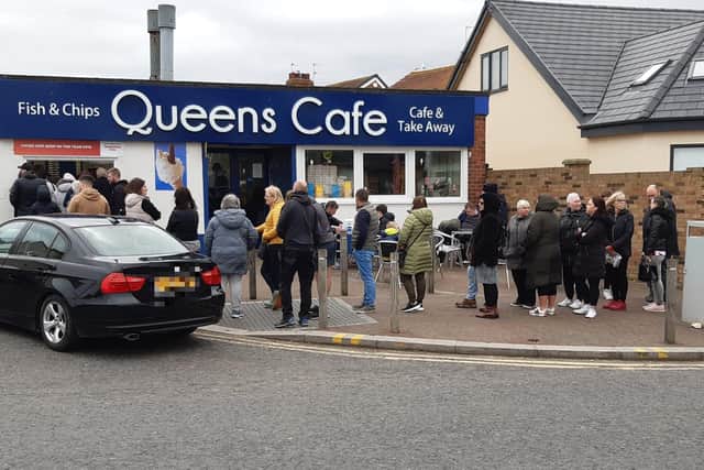 Queues building for fish and chips in Seaburn.