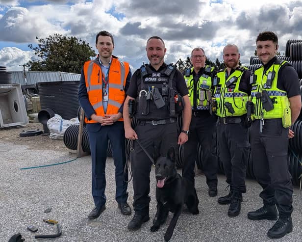 PD Chloe with Network Rail and British Transport Police officers.