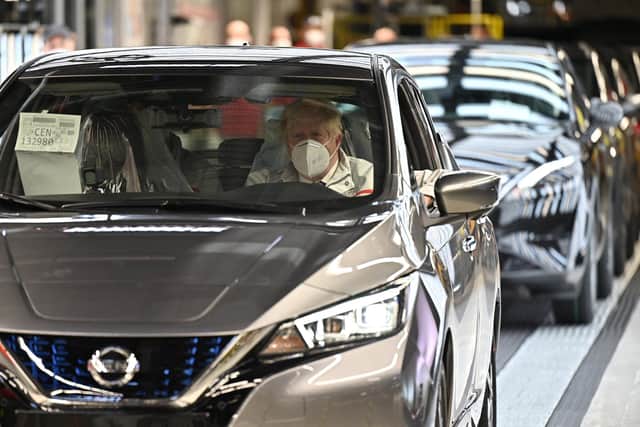 Boris Johnson was visiting the Nissan plant after the car giant revealed plans to build a £1billion gigafactory in Sunderland. Photo: Jeff J Mitchell/Getty Images.