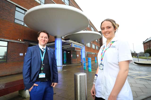 Student Nurse Jenna Bradwell with Dr Guy Tucker, Head of Nursing, Midwifery and Allied Health Professionals Education.
