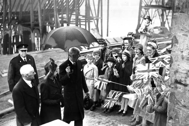 Princess Elizabeth at Laings Shipyard, Sunderland in 1946.
