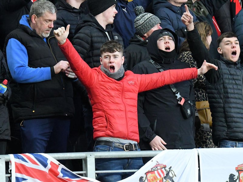 Sunderland fans show their passion at the end of the game away from home against Hull City.