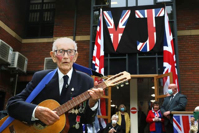 Len Gibson taking part in Daft as a Brush's 75th VJ Day celebrations in August. Photo: Tony Iley.