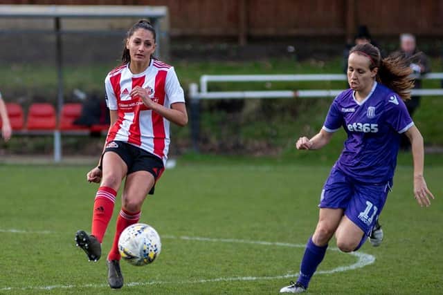Mollie Lambert in action for Sunderland Ladies - Photo by Colin Lock