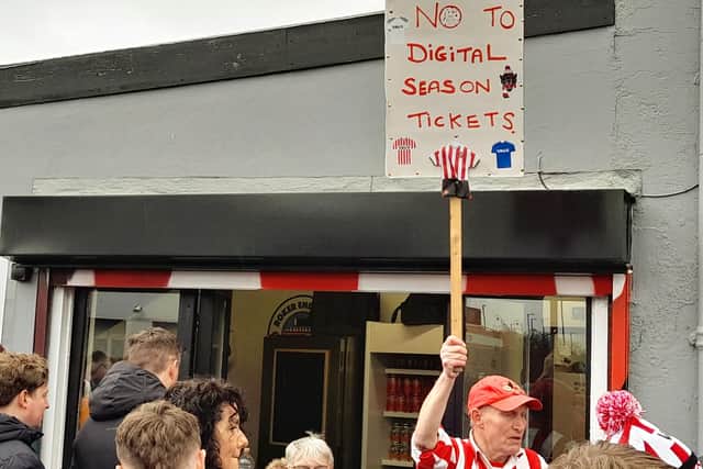 An older Sunderland AFC supporter makes his feelings known ahead of Saturday's fixture against Stoke City at the Stadium of Light.