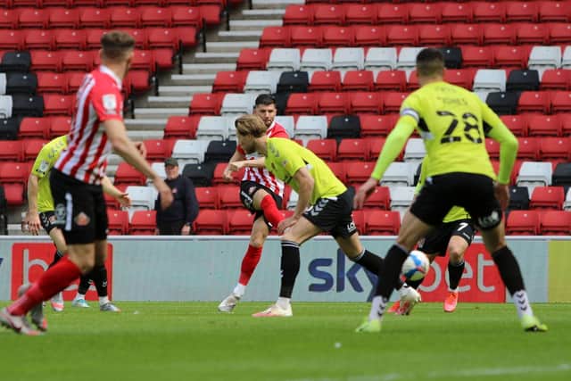 Jordan Jones shoots early in Sunderland's 1-1 draw with Northampton Town