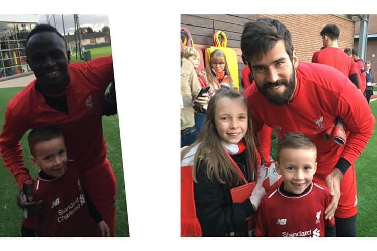 Kerry McGee's lucky son and daughter met the entire Liverpool team at Melwood and watched them train.