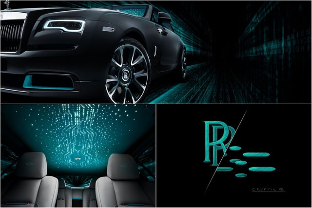 CANVAS: WRAITH │MEDIUM: BESPOKE DETAILING
The Wraith Kryptos Collection is embellished with a cipher concealed in the Collection’s Bespoke detailing. Limited to just 50 motor cars, clients are invited to decode messages found within the Bespoke elements of the motor car’s interior and exterior.
An engraving with green enamel detailing on the Spirit of Ecstasy figurine depicts the word KRYPTOS, in code. These seven deciphered characters, in addition to the translation of the embroidered double-R found on the headrests, will aid clients on their journey of discovery as they begin to identify these letters on Wraith Kryptos’ screen printed metal fascia.
Wraith Kryptos’ Bespoke exterior hue consists of a solid Anthracite base colour with blue and green mica flakes. Inside, a Bespoke Kryptos Green leather is set against either Selby Grey or Anthracite. A beautifully elaborate, bi-coloured headliner depicts an in-motion data-stream inspired motif which is accentuated by the illuminated door pockets.
