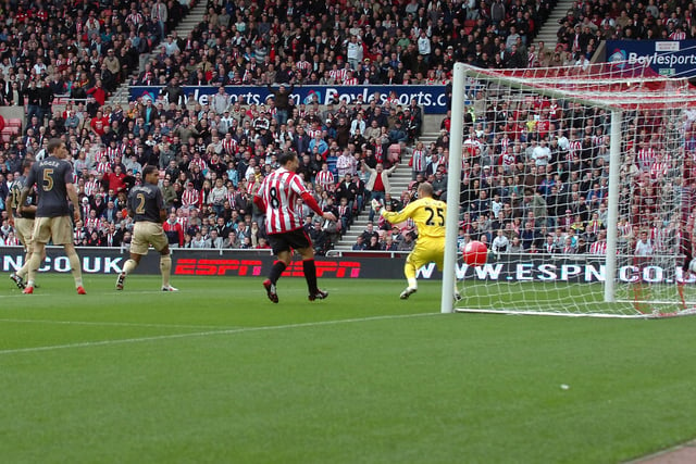 It's that goal by Darren Bent against Liverpool 13 years ago. Remember it?