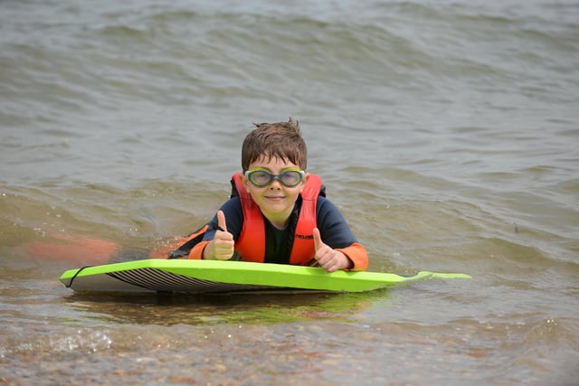 James O'Brien, eight, enjoys the water