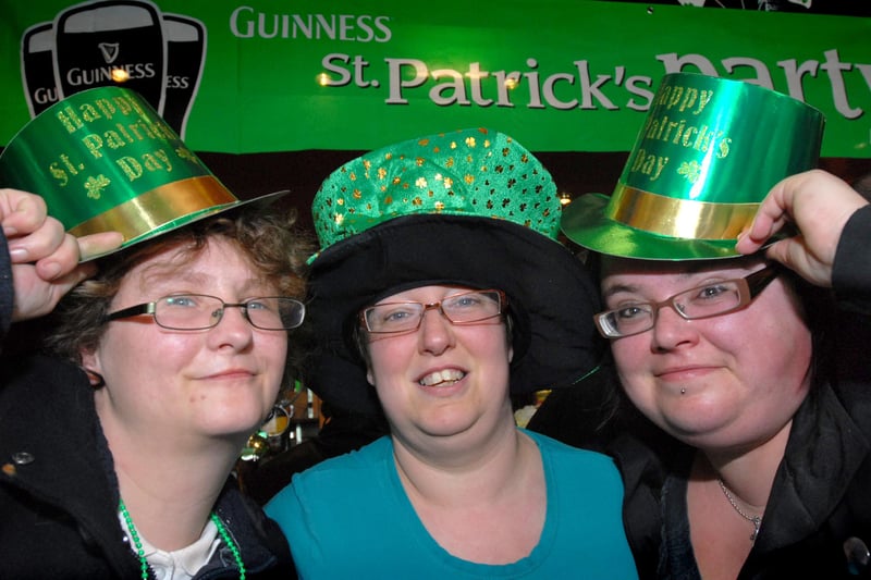 Debbie Searcey, Michelle Brown and Kerry Hughes were pictured celebrating St Patrick's Day at Rosie Malones in the Market Square in 2010.
