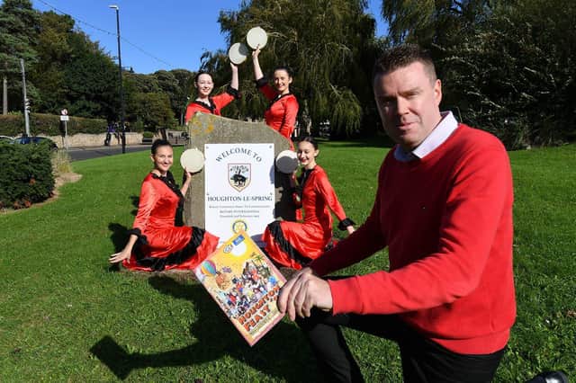 Councillor Kevin Johnston (front), Chair of Houghton Feast Steering Committee, joins dancers from Zazz Victoria Bower, Emily Murray, Alisha Aujla and Rebecca Murray to celebrate the upcoming Houghton Feast. Picture by Frank Reid