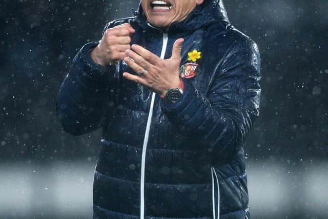 DERBY, ENGLAND - MARCH 30: Chris Coleman manager of Sunderland celebrates after the Sky Bet Championship match between Derby County and Sunderland at iPro Stadium on March 30, 2018 in Derby, England. (Photo by Nathan Stirk/Getty Images)