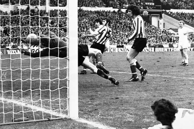 Jimmy Montgomery pulls off his miracle double save in the 1973 FA Cup Final.
