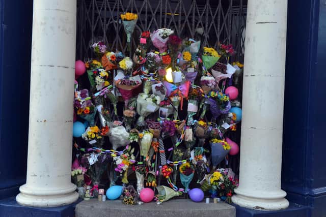 The beautiful floral tributes left in memory of Sunderland Empire staff member Dorothy Cansfield.