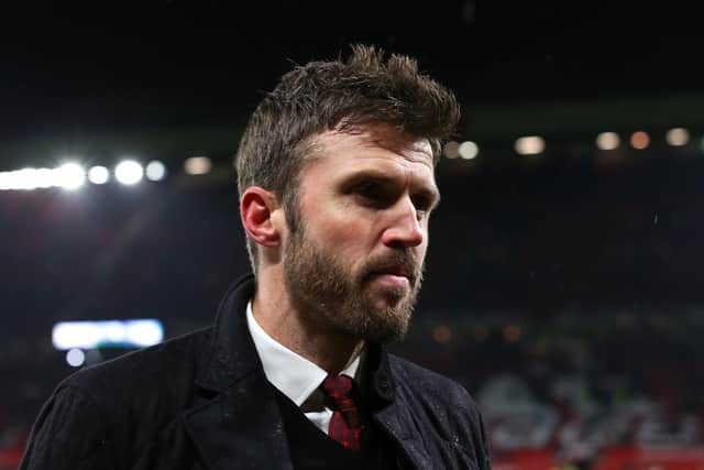 MANCHESTER, ENGLAND - DECEMBER 02:     Manchester United Coach Michael Carrick looks on at the end of the Premier League match between Manchester United and  Arsenal at Old Trafford on December 2, 2021 in Manchester, England. (Photo by Matthew Peters/Manchester United via Getty Images)