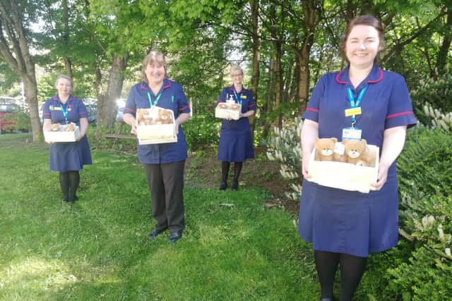 Left to right: Specialist palliative care nurses Ashleigh Walton, Dawn Townsley, Bernadette Selby and Chantelle Forster with 4Louis gift boxes