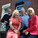 Sunderland Antiquarian Society's Philip Curtis, current homeowner Julie Graham, son Jim Wight and daughter Rosie Page at the unveiling of the blue plaque at the birth place of James Alfred Wight, aka James Herriot